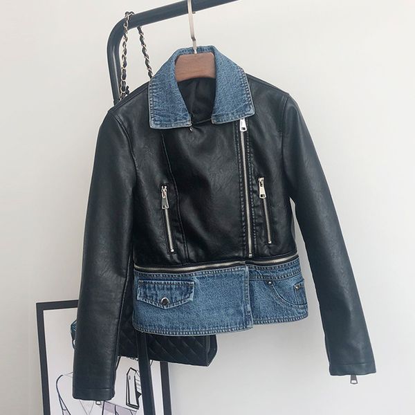 

2021 new nova plutnio das mulheres casuais curto do falso jaqueta de couro feminino zper senhoras kd0s, Black