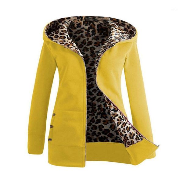 

jacket women plus thicker leopard zipper coat overcoat outwear female jacket woman winter keep warm coats female clothes1, Black;brown
