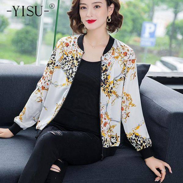 

yisu chiffon cardigan coat women 2020 spring autumn long sleeve o neck loose chain printing casual knit cardigan outwear women1, White