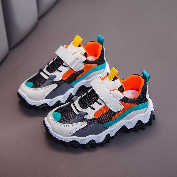 

2020new spring autumn kids breathable boys girls sport children casual sneakers baby running mesh canvas shoes, Black;red