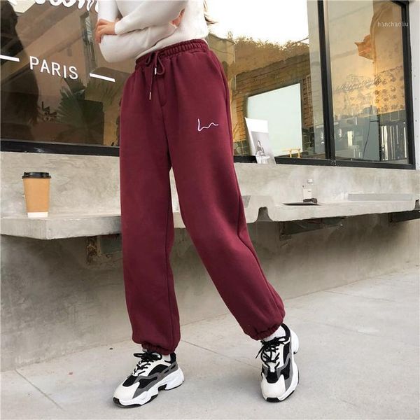 

running pants 2021 fashion casual joggers women hip hop street high waist baggy sweatpants jogging sport trousers streetwear1, Black;blue