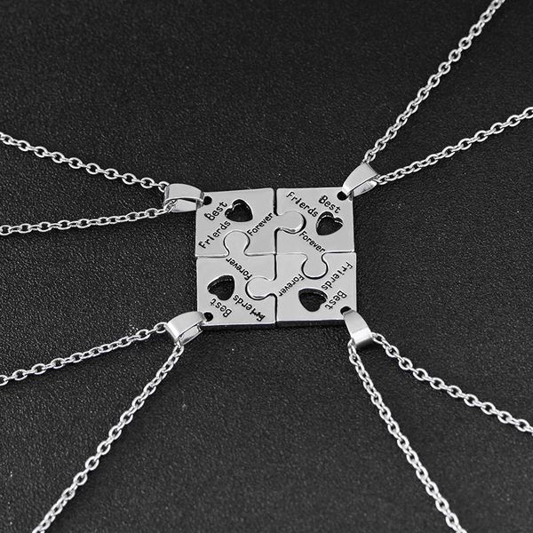 

necklace set for friends interlocking jigsaw puzzle pendant necklace friendship jewelry bff necklaces friends forever for 4, Silver