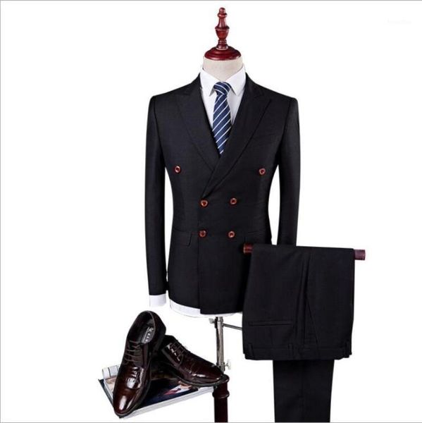 

men's suits & blazers british businessformal wear three-piece double-breasted blazer vest trousers suit korean men wedding party suit1, White;black
