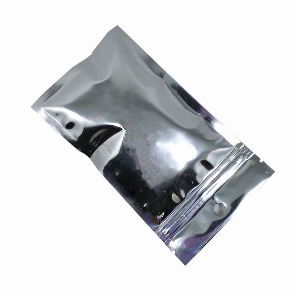 

100pcs lot clear front silver aluminum foil zip lock packaging bag with hang hole mylar plastic zipper pouch for tea beans snack h bbyzec
