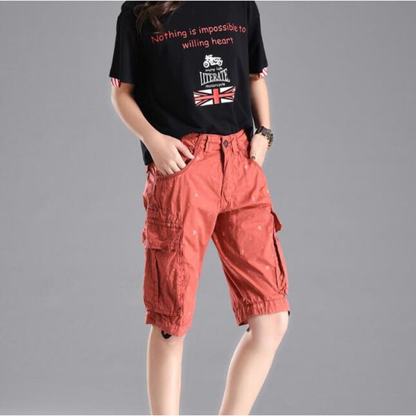 

2021 new women portfolios cargo at height of knee button pants streetwear single 4k65, Black;white
