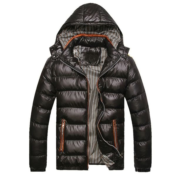 Jaquetas de inverno masculinas com capuz Parkas casuais Homens Casacos grossos Thermal Shiny Coats Slim Fit Marca Roupas 7xl 201217