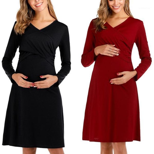 

maternity breastfeeding dress pregnant women's dress comfy casual pregnancy nursing skirt1, White