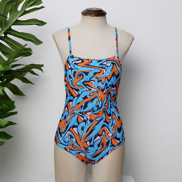 

bbr women's b letter print triangle one piece open back swimsuit