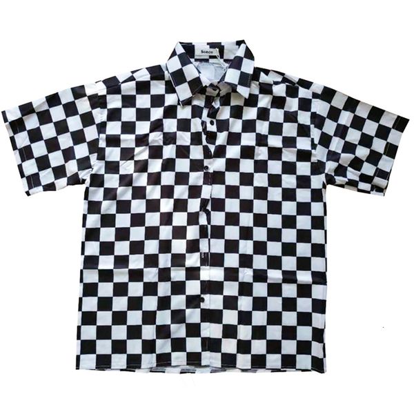 

2021 harajuku women vintage checkerboard loose short sleeve shirt cotton oversize summer shirts female 7baw, White
