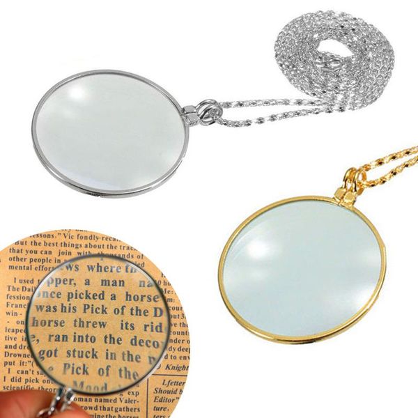 

new fashion simple magnifying glass pendant necklace ladies necklace for women men collier femme 2020 casual couple, Silver