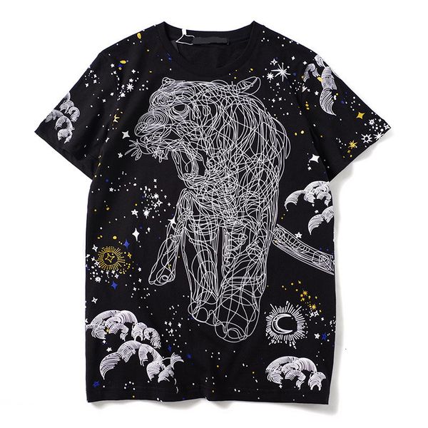 

19ss mens t shirt couple cotton print short sleeve trend fahion mens tees 2 colors size s-2xl, White;black