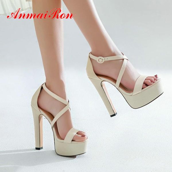 

anmairon из натуральной кожи партии пряжка ремешка платформа high super sexy платформы сандалии женщин обувь смешанные цвета мода сандалии, Black