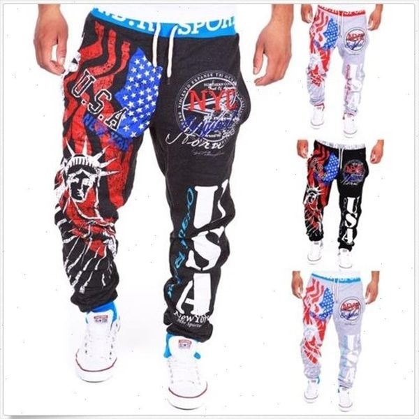 

delivery 2017 explosion models sweatpants italian flag print design casual pants, Black