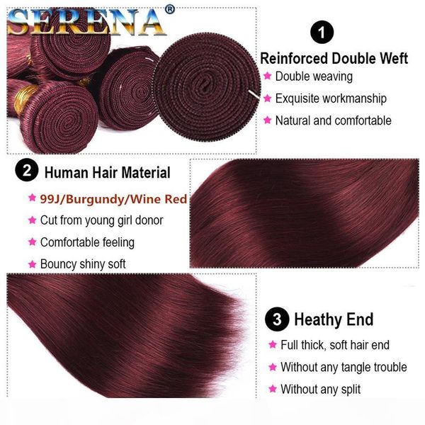 

brazilian straight virgin hair with closure human hair with weaves closure 99j red wine hair weave 4 bundles with closure bundles, Black;brown