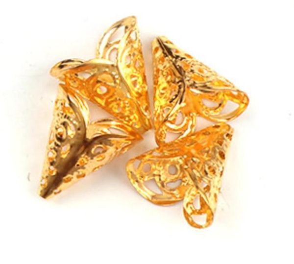

100pcs 15x16mm filigree flower cone end caps hollow up tassel beads pendant charms connectors accessory for diy jewelry findings h qyldje