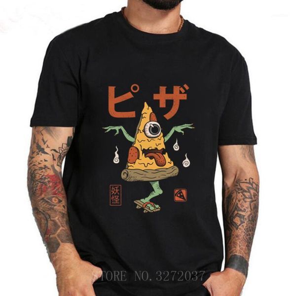 

yokai pizza men t shirt 2020 tees short sleeve crewneck t-shirt 100%cotton cozy and breathable clothing1, White;black