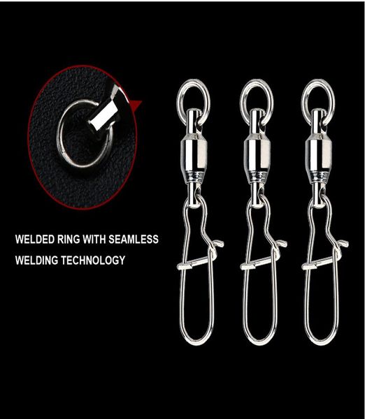 

20 шт. / лот сверцов, рыбалка из нержавеющей стали rolling swivel ball подшипник поворотный с snap fishhook приманка для приманка для морско