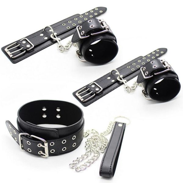 

bondage products collar dog slave leather pu hand wrist ankle cuffs restraints fetish games couples toys for women men qynf cfjwr