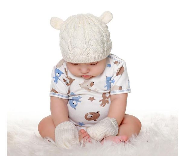 

зимняя шапка для ребёнка теплые новорожденные аксессуары детей вязание крышки 4 цвета зимняя шляпа для детей с перчатками младенец ухо быть, Blue;gray