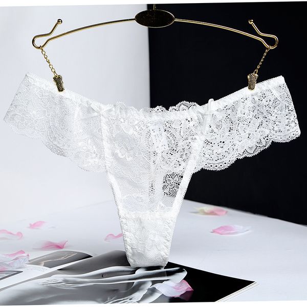 

3Pieces/Lot Transparent Lace Womens Cotton Panties Thongs Underwear Soft Briefs Sexy Lingerie Low Waist G-string Pantie Large Size 1pcs/Lot, White