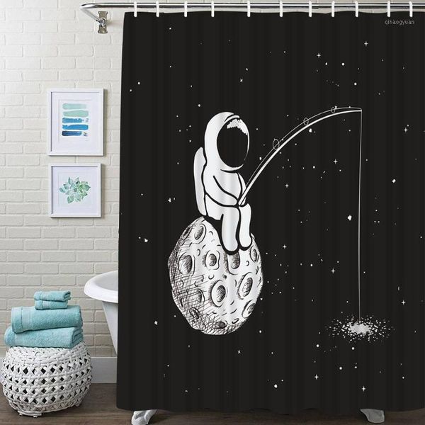 

astronaut galaxy shower curtain moon stars shower curtain waterproof fabric for bathroom decor curtains set with hooks1