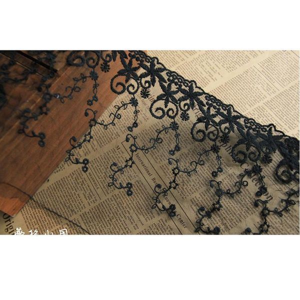 

wholesale 21cm,8.26'' wide 2yards/lot black diy sewing net embroidered lace fabric embroidered lace retro textiles l jllfub
