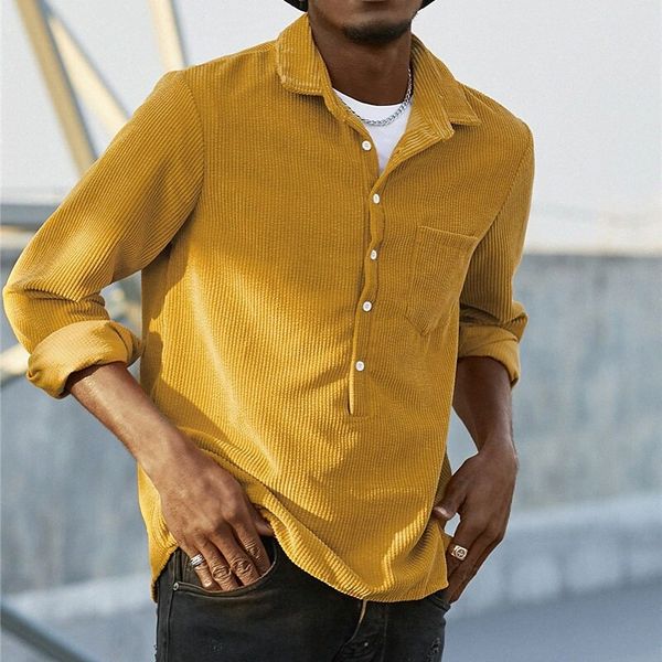 

men's shirt solid color turndown street casual button-down long sleeve casual fashion comfortable blue red yellow z7tv#, White;black