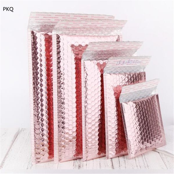

10pcs 6sizes rose gold bubble envelope foam foil shipping mailing bag bubble mailer envelopes for gift packaging express pouch