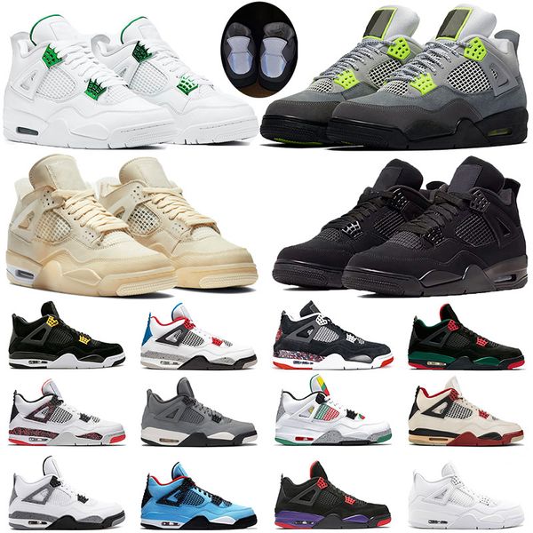 

jumpman sail 4 4s shoes mens black cat green metallic travis scott sport shoes new bred men trainers athletic sneakers 36-47