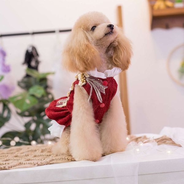 

wine red pet cat and skirt winter mini bear teddy dog drs