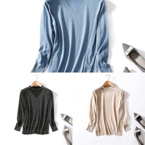 

new style of fall winter 2019 curled hem half high collar long sleeve bright silk knitted bottom sweater thin pulloversweater pullover pullo, White;black