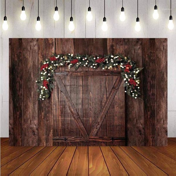 

background material pography christmas wreath decoration tree retro vintage wooden door backdrops for po studio1
