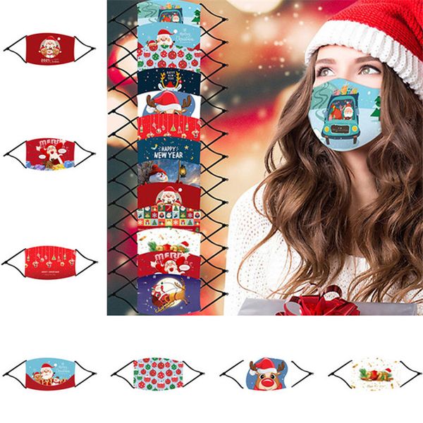 

christmas masks printing cartoon windproof cotton mouth cover washable fashion santa claus dust face masks 300pcs t1i2606