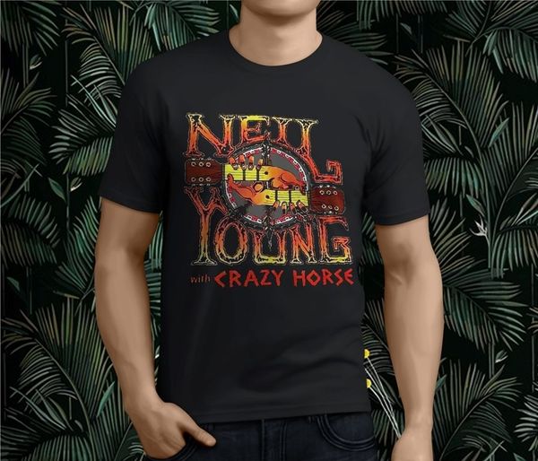 

спорт новый популярный нил янг с crazy horse men's black t shirt s 3xl
