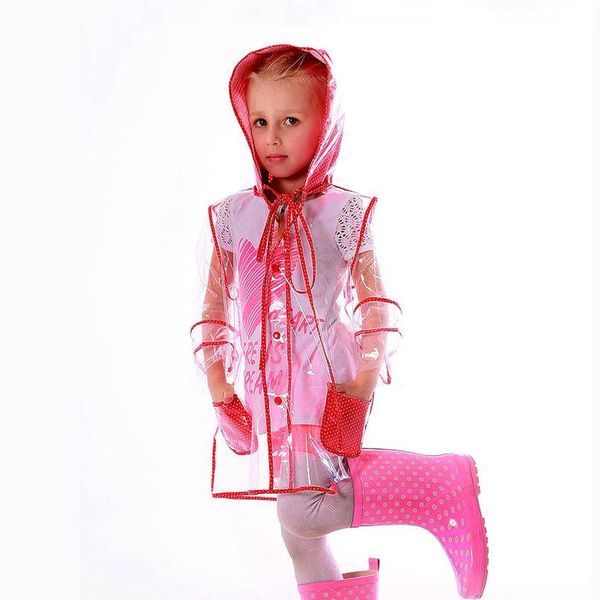 

fashion kids waterproof transparent environmental clear eva children hooded rain coat jacket for outdoor bbybon