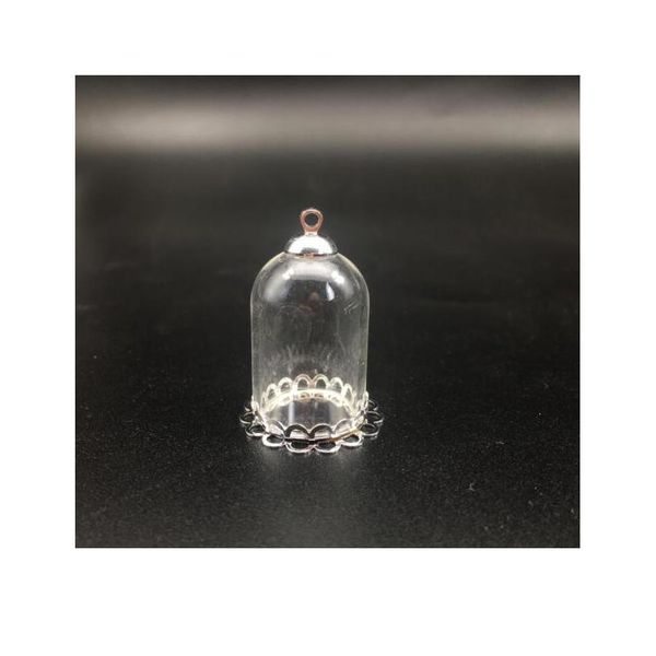 

100set 25*18mm hollow tube glass jar with silver setting tray beads cap set glass vials pendant craft display jewelry bbyzpf, Black