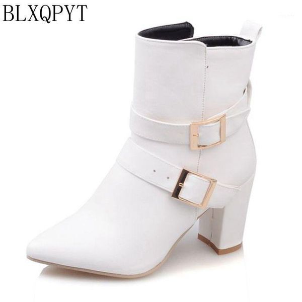 

blxqpyt plusbig size 32-45 autumn winter style ankle women woman ankle boots pointed toe high heels short boots 9-51, Black