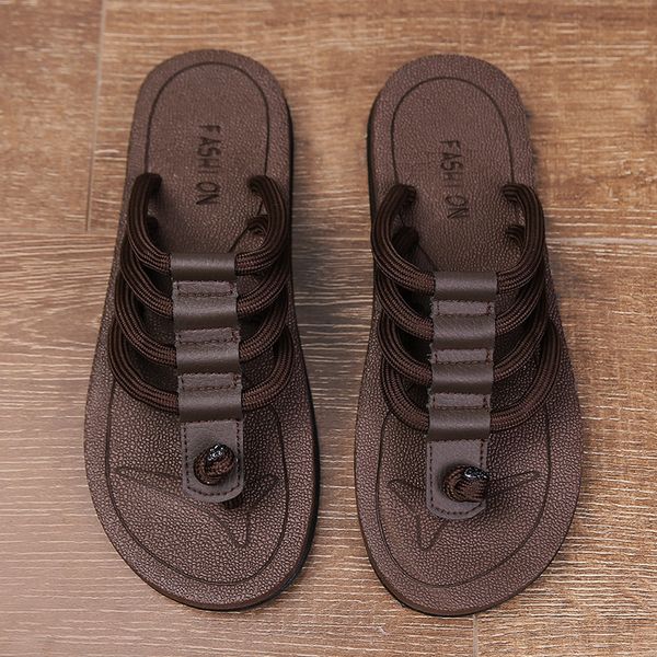 

quality flip flops men slippers designers brand beach summer man sandals nice casual anti travel mens rope handmade male toe y200706, Black