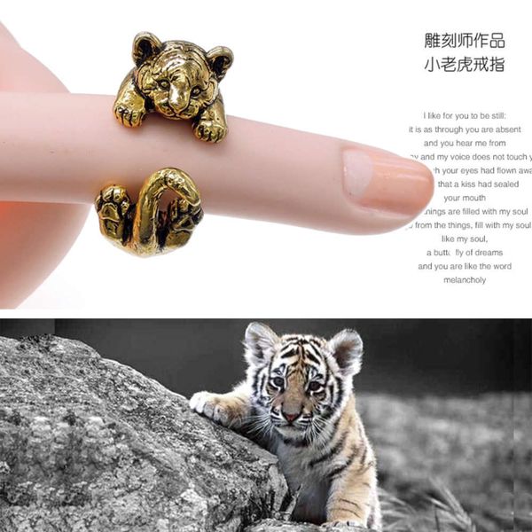 

tiger cute female animal jewelry new digner ring personality, Silver
