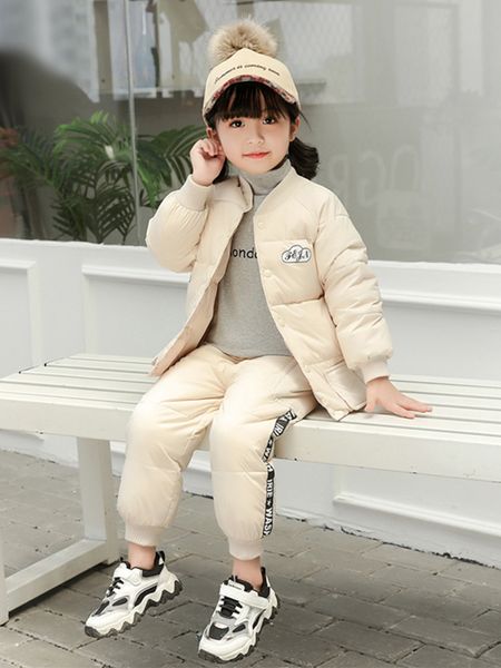 

jacket, girl's foreign style autumn winter clothes, boys and children's light white duck down baby's two piece suit, Blue;gray