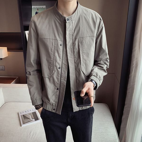 

2021 early spring men's korean loose collar youth casual jacket, Black;brown