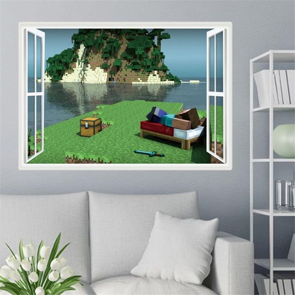 

3d cartoon steve game wall stickers for kids rooms mosaic game posters decoracion hogar moderno wall stickers