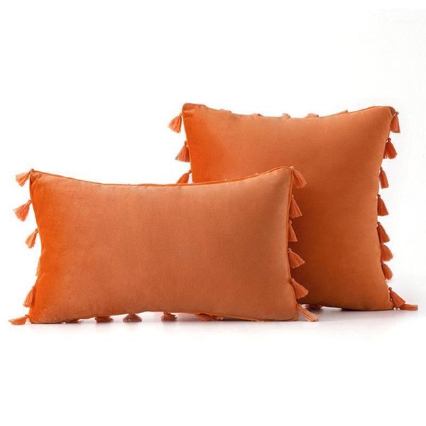 

cushion/decorative pillow velvet cushion cover with tassel bohemian nordic sofa throw covers soft solid cases home decor1