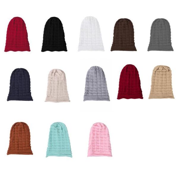 

beanie/skull caps women hats fashion winter warm thicken cotton beanies 13 color hat knitted for outdoor female solid colors casua c0o7, Blue;gray