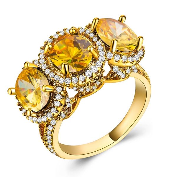 

bague ringen 100% real 925 silver charm ring golden color sapphire gemstone jewelry engagement wedding rings size 6-10 wholesale y200321, Slivery;golden