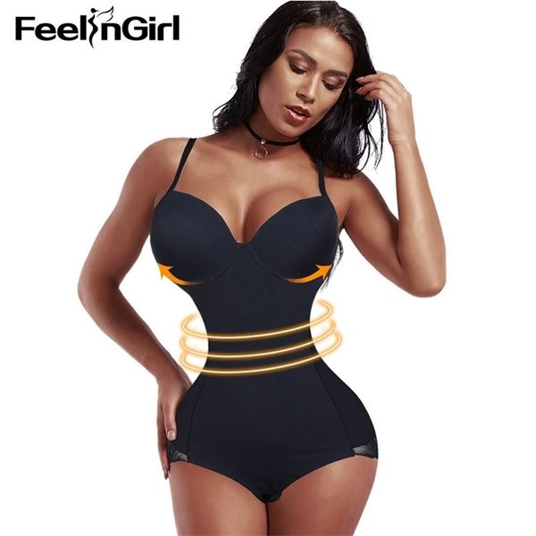 

feelingirl lace slimming body shaper push up recovery shaperwear corset girdle tummy control bodysuit underwear lingerie fajas lj201210, Black;white