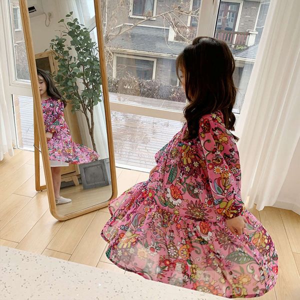 

long girls' 2020 spring new children's sve princs drs, Red;yellow