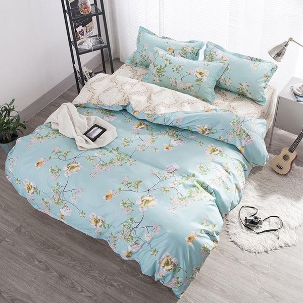 

bedding sets flower printed 4pcs duvet cover quilts bed sheets pillowcases home textile polyester material for full sizes1