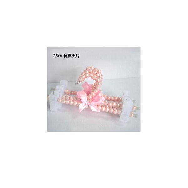 

5pcs/lot 30cm pearl plastic hangers pink pant clips hangers for pant skirt bra cloth jllrfc