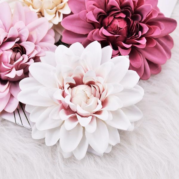 

artificial silk flowers heads for wedding decoration white rose dahlia diy wreath gift box scrapbooking craft fake flo bbyscn